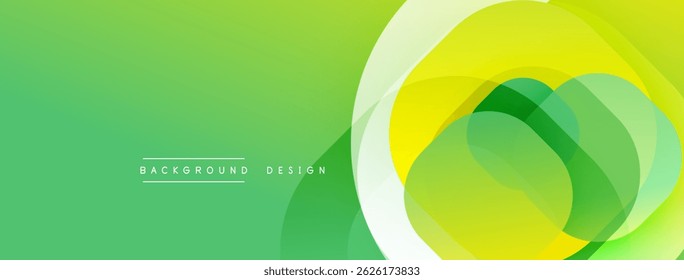 Abstract green background. Overlapping circles create dynamic visual flow. Modern design elements suggest energy, growth, freshness.