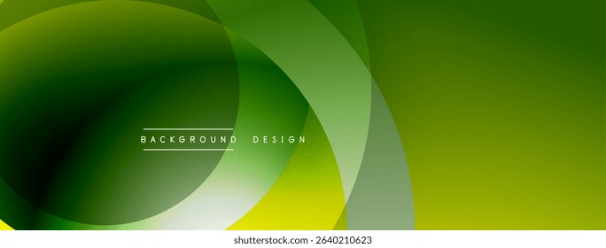 Abstract green background. Overlapping circles create dynamic visual effect. Modern design elements present smooth gradients.