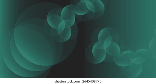 Abstract green background with overlapping circular shapes. Gradient  featuring green and black tones.  illustrations vector natural