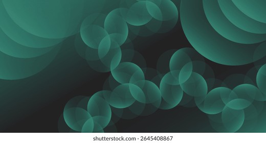 Abstract green background with overlapping circular shapes. Gradient  featuring green and black tones.  illustrations vector natural texture