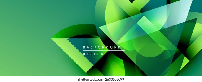 Fundo verde abstrato. As formas sobrepostas criam um efeito visual dinâmico. Elementos de design modernos sugerem inovação, frescura.