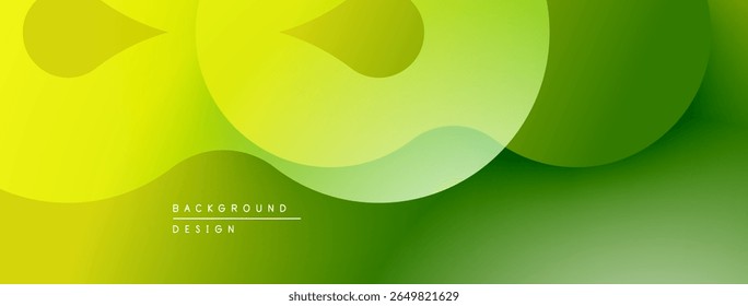 Abstract green background. Overlapping shapes create dynamic visual flow. Smooth gradients offer modern aesthetic. Minimalist design.
