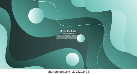 Abstract green background with overlapping wave pattern design elements. Cool banner background. Vector eps10.