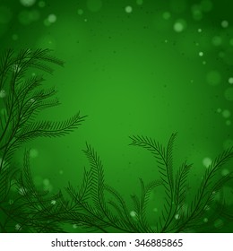 Abstract green background with pine branches and needles