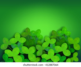 Abstract green background with green plants. Illustration of leaves of clover. 