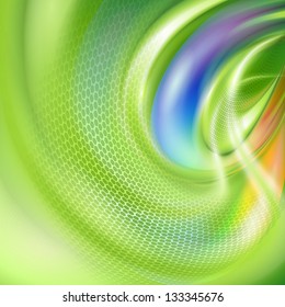 Abstract green background with rainbow element