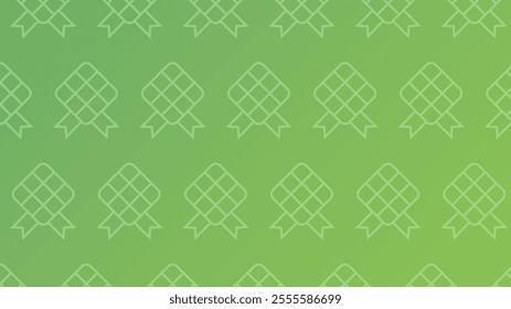Abstract green background with repeating ketupat patterns. Festive and celebratory design, perfect for Eid al-Fitr. Minimalist line art, versatile for various projects.