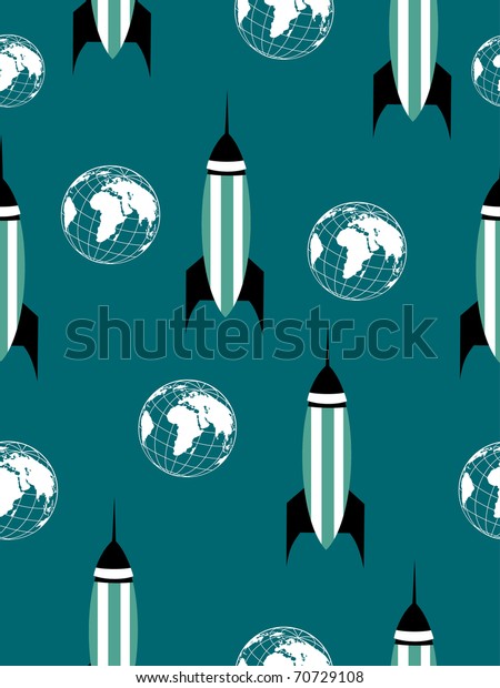 abstract green background with rocket, globe,\
vector science\
wallpaper