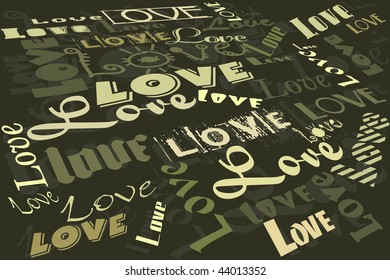 abstract green background with romantic text