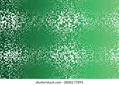 Abstract green background, with scattered white, pixelated dot clusters, pixelart greenbackground