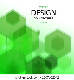 Abstract green background of scientific subjects. Green hexagons.