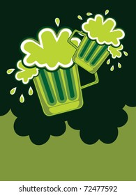 abstract green background with set of two beer mug