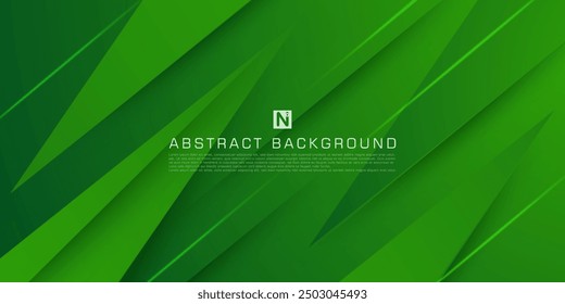 Abstract green background with shadows and simple lines. Looks 3d with additional light. Suitable for posters, brochures, e-sports and others. Eps10 vector