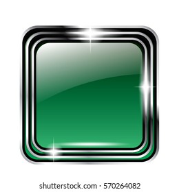 Abstract green background in a silver frame, with space for your text. Vector illustration.