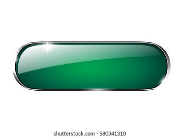 Abstract green background in a silver frame, with space for your text. Vector illustration.