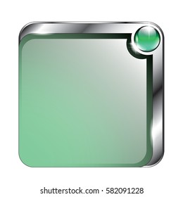 Abstract green background with a silver frame, with space for your text. Vector illustration.
