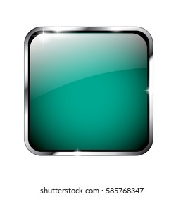 Abstract green background with a silver frame, with space for your text. Vector illustration.