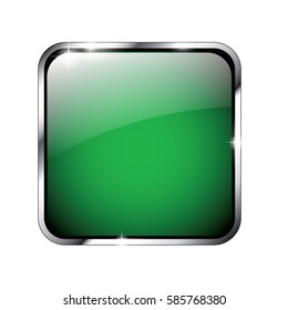 Abstract green background with a silver frame, with space for your text. Vector illustration.