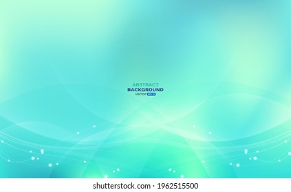 Abstract green background with smooth lines and light. Vector illustration