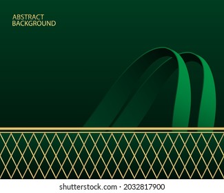 Resumen de fondo verde con líneas suaves y patrón oro.