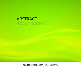 Abstract green background with smooth lines, vector illustration
