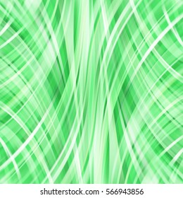 Abstract green background with smooth lines. Color waves, pattern, art, technology wallpaper, technology background.  Vector illustration.