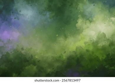 Abstract green background, soft watercolor texture, vibrant nature-inspired design, ideal for digital art, calming atmosphere.