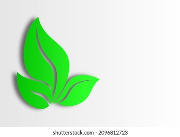 Abstract green background with space for text. Plant motifs with blur and shadows. 3d vector graphics on vintage background.