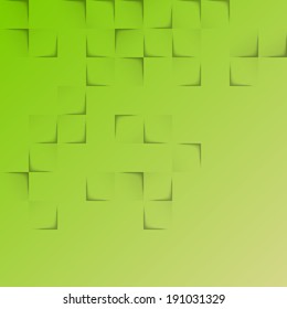 abstract green background with squares and shadow effects