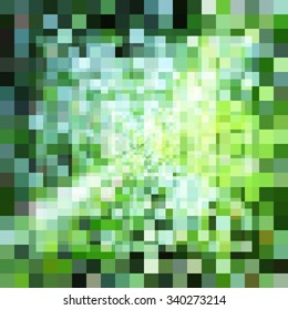Abstract green background of squares. Vector illustration