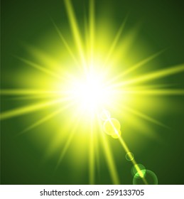 Abstract green background with star