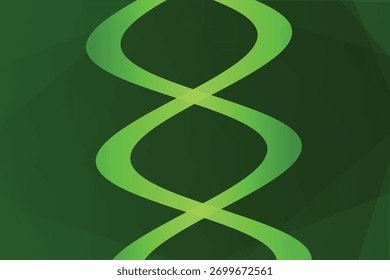 Fondo verde Abstractas con una hélice de ADN estilizada, que transmite ciencia, salud y naturaleza.