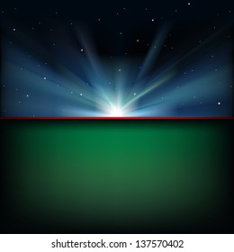 abstract green background with sun and stars