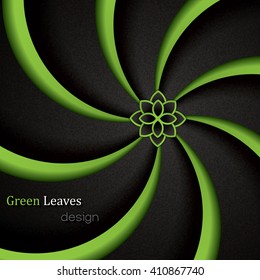 Abstract green background with swirl waves.Flower design vector
