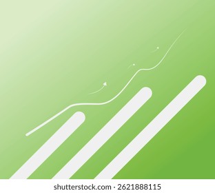 Abstract green background technology vector design, Growth arrow icon with colorful gradient background, green gradient vector background
