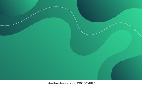 Abstract Green Background Template Vector, Green Background with Beautiful Wave Design