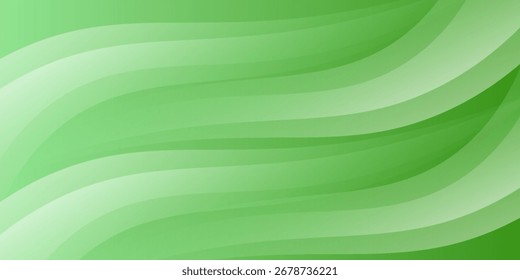 Abstract Green Background Template Vector, Green Background with Beautiful Wave Design