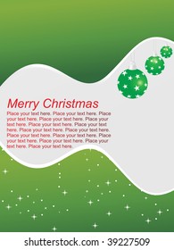 abstract green background text with ball, star illustration