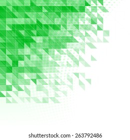 abstract green background with triangles, squares and lines