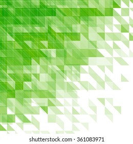 abstract green background with triangles, squares and lines