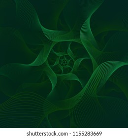 Abstract green background with twisted lines. Eps 10 vector illustration