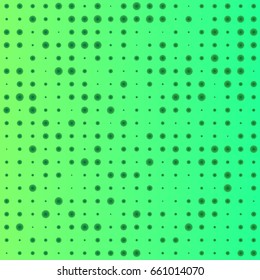 Abstract green background with various size dots. Vector illustration. Geometric pattern