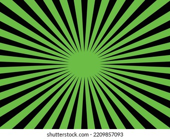 Abstract Green Background vector illustration, Retro ray background with lines of green color, sunburst art, sunlight design isolated