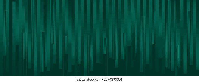 Abstract green background with vertical lines. The background features a green color and a textured, striped pattern. Surreal geometric bar pattern background. Green background vector.