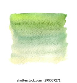 Abstract green background. Watercolor hand drawing. Vector illustration