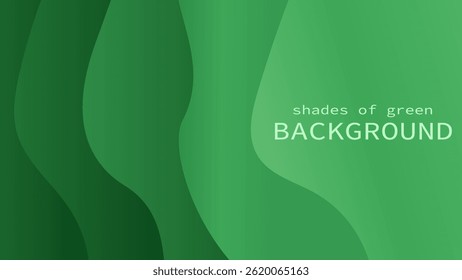 An abstract green background with waves. A green 3d shapes background. The background of ecology and nature in shades of green.