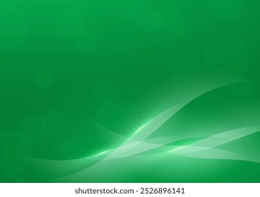 Abstract green background with waves and light effects