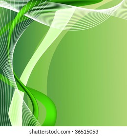 Abstract green background with waves. Vector illustration