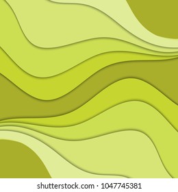 Abstract green background with waves. Abstract wavy background. 