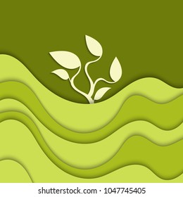 Abstract green background with waves. Abstract wavy background. 
